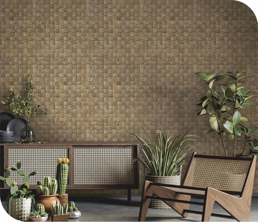 rattan wallpaper Interior